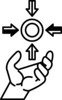 the hand is reaching out to hold the circle vector