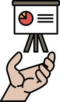 A hand holding a projector and a tripod vector