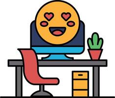A computer monitor with a smiling face vector
