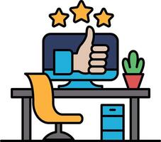 A computer monitor with a thumbs up symbol on it vector
