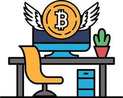 A computer monitor with a large B on it and a pair of wings above it vector