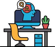 A computer monitor with a man's head on it and the letters A and Q vector