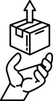 hand is holding a box with a arrow pointing upwards vector