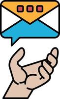 A hand holding an envelope with a speech bubble on it vector