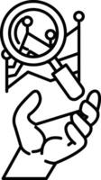 hand holding a magnifying glass over a map vector
