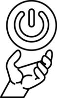 hand holding a power button with a circle on it vector