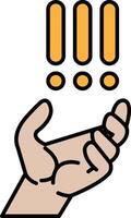 A hand with three dots on it, one of which is pointing up vector
