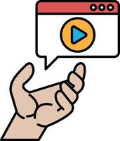 A hand holding a remote control with a red and yellow button vector