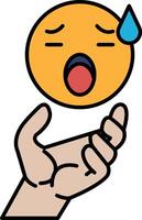 A cartoonish face with a hand reaching up to it vector