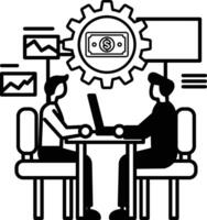 men sitting at a table with a dollar bill in the middle vector