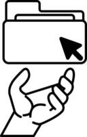 hand holding a folder with a mouse cursor pointing to it vector