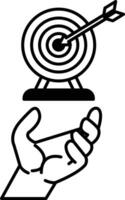 hand is holding a target with a black arrow vector