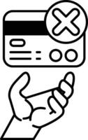 hand holding a credit card with an X on it vector