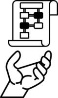 hand is holding a piece of paper with a diagram on it vector