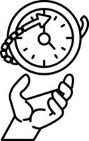 hand holding a clock with the hands pointing vector