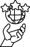 hand holding a globe with three stars on it vector