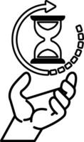 hand holding a clock with the hands vector