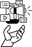 hand holding a cell phone with a large speaker on it vector