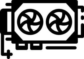 A glyph style icon showing computer graphics card vector
