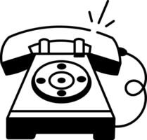 Hand drawn icon showing a telephone with a handset and cord vector