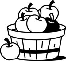 Sketchy style icon showing a fruit basket vector