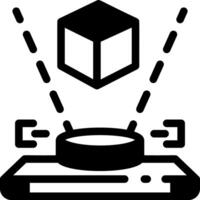 A glyph style icon showing a hologram projection vector