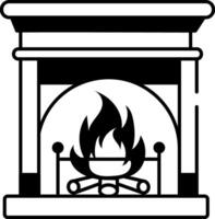 Sketchy style icon showing a fireplace with burning logs vector