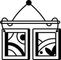 Sketchy style icon showing wall art with frames vector