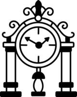 Doodle style icon showing a vintage clock with pendulum vector