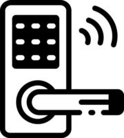 A glyph style icon of a smart lock technology vector