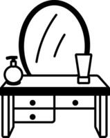 Doodle style icon showing a vanity mirror on a table vector