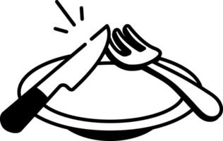 Doodle style icon showing dinner with cutlery vector