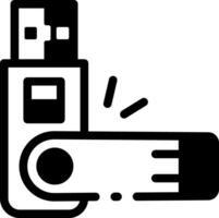 A glyph style icon showing a flash drive vector
