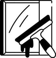 Sketchy style icon showing a squeegee cleaning mirror vector