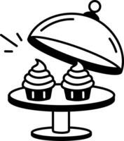 Serving cupcakes, hand drawn style icons vector
