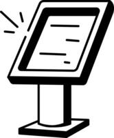 Doodle style icon showing a self service kiosk with a screen vector