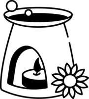 Sketchy style icon showing an aromatherapy with an oil burner vector