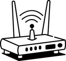 A doodle style icon showing wifi router device vector