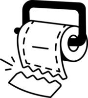 Hand drawn style icon showing a roll of tissue paper vector