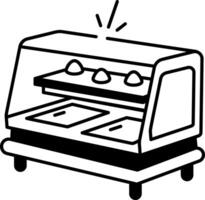 A buffet warmer with food display, sketchy style icon vector