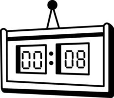 Sketchy style icon showing digital clock displaying time vector