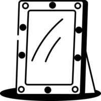 Doodle style icon of room mirror with lights around the frame vector