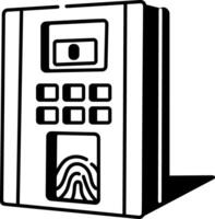 Doodle style icon showing a thumb scanner vector