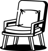 Hand drawn style icon showing a chair with cushion vector