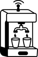 A smart dispenser dispensing coffee into cups, sketchy style icon vector