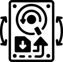 A glyph style icon showing a storage drive vector