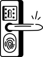 Doodle style icon showing a fingerprint lock on a door handle vector