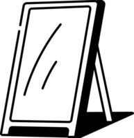Sketchy style icon showing a rectangular floor mirror with a stand vector
