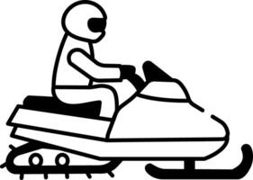 A character riding a snow vehicle, doodle icon vector