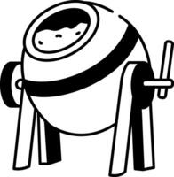 Cement mixture machine icon in hand drawn style vector
